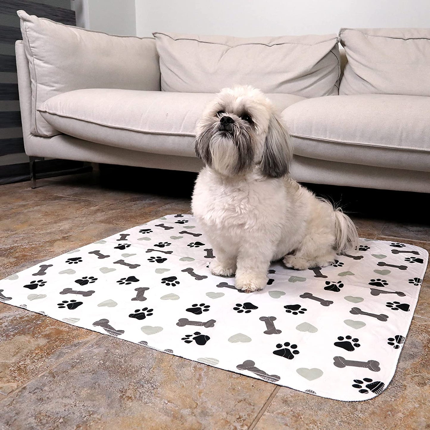 Washable Pee Pads for Dogs - Waterproof Reusable Puppy Pads with Anti-Slip Backing, Pet Training Pad for Puppy Playpen, Crate, Whelping Box, Potty Training (Pack of 6 - 30X34)