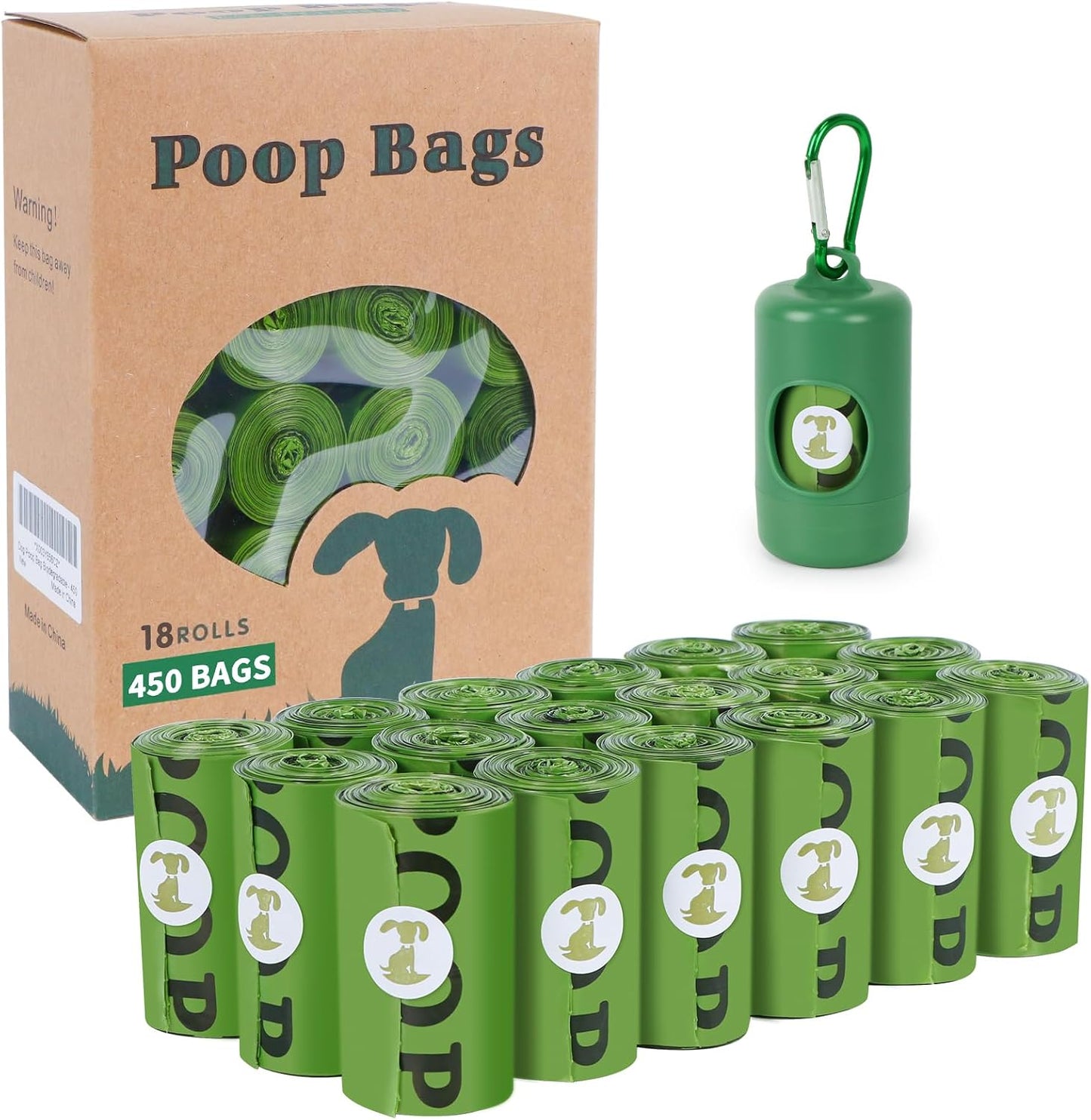 Dog Poop Bag Biodegradable Scented: Leak Proof Dog Waste Bags with 1 Dispenser, Eco-Friendly Poop Bags 26 Rolls Refills -390 Counts